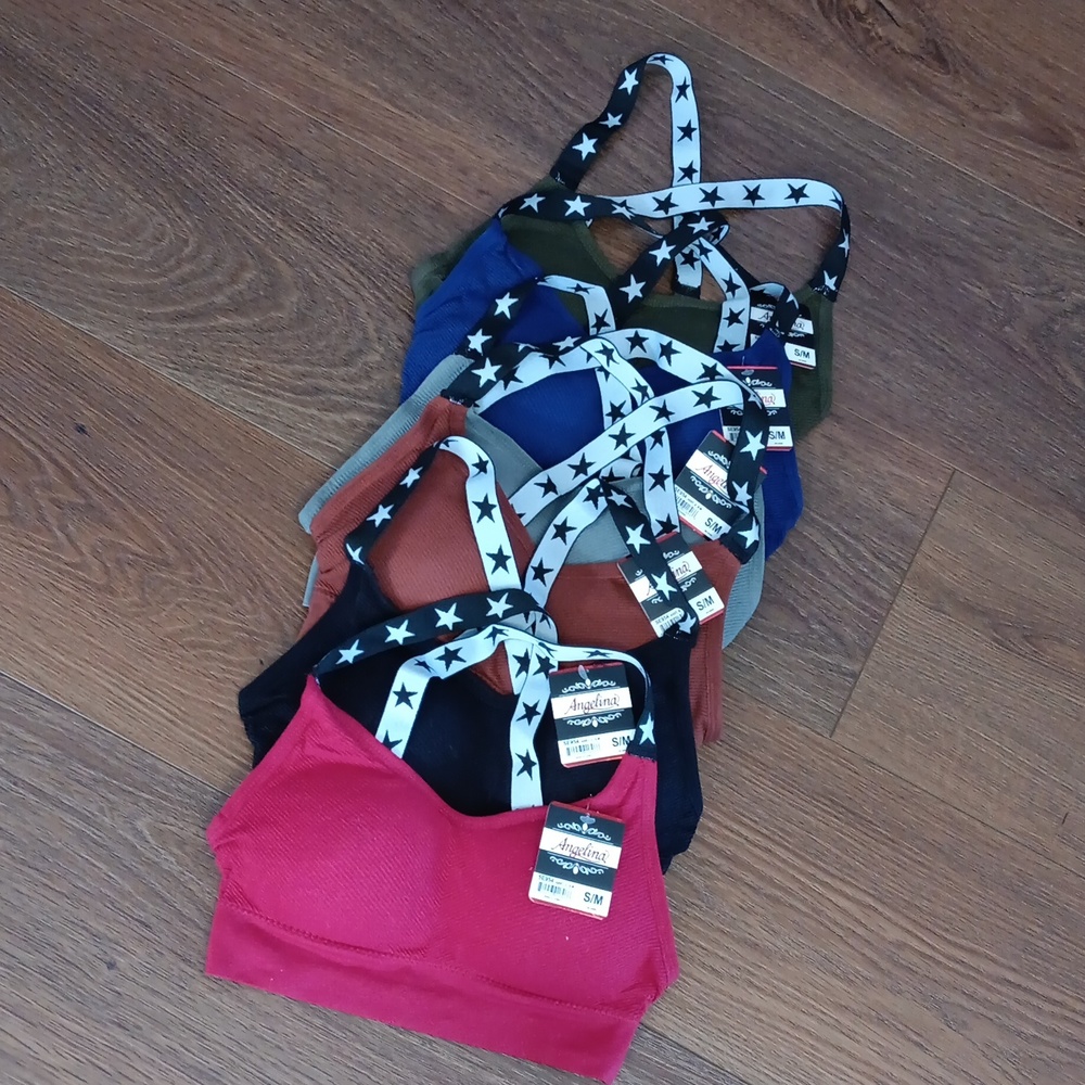 6 NWT ANGELINA SPORT BRAS.  #5822